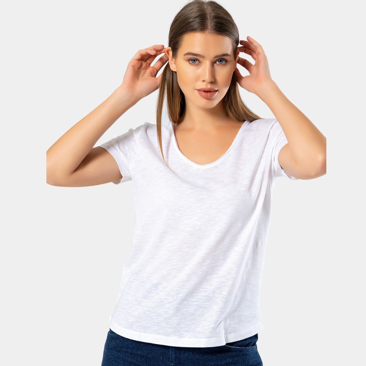 V-Neck Short Sleeve Plain T-Shirt