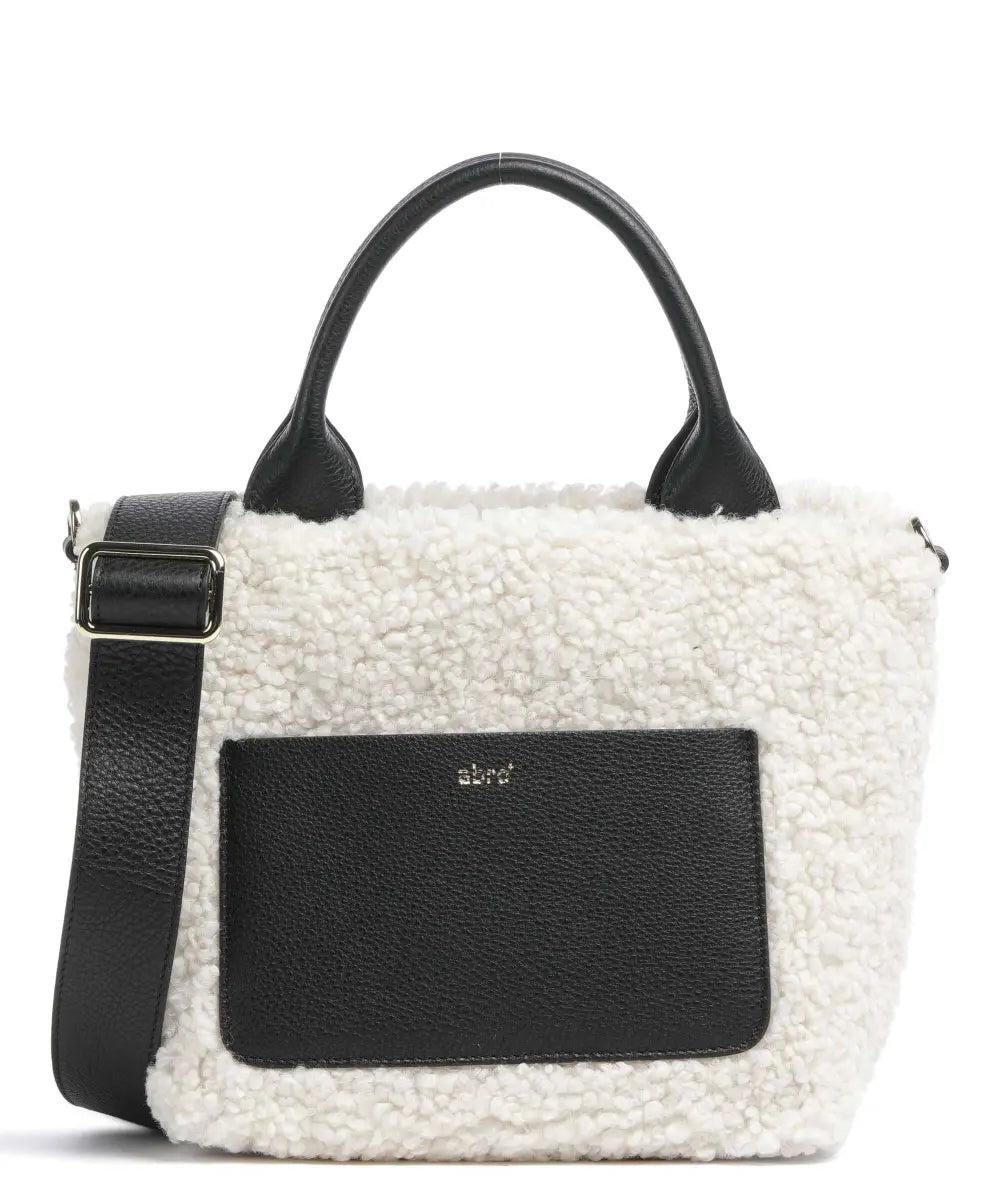 Florian Raquel Handbag grained cow leather, faux fur ivory