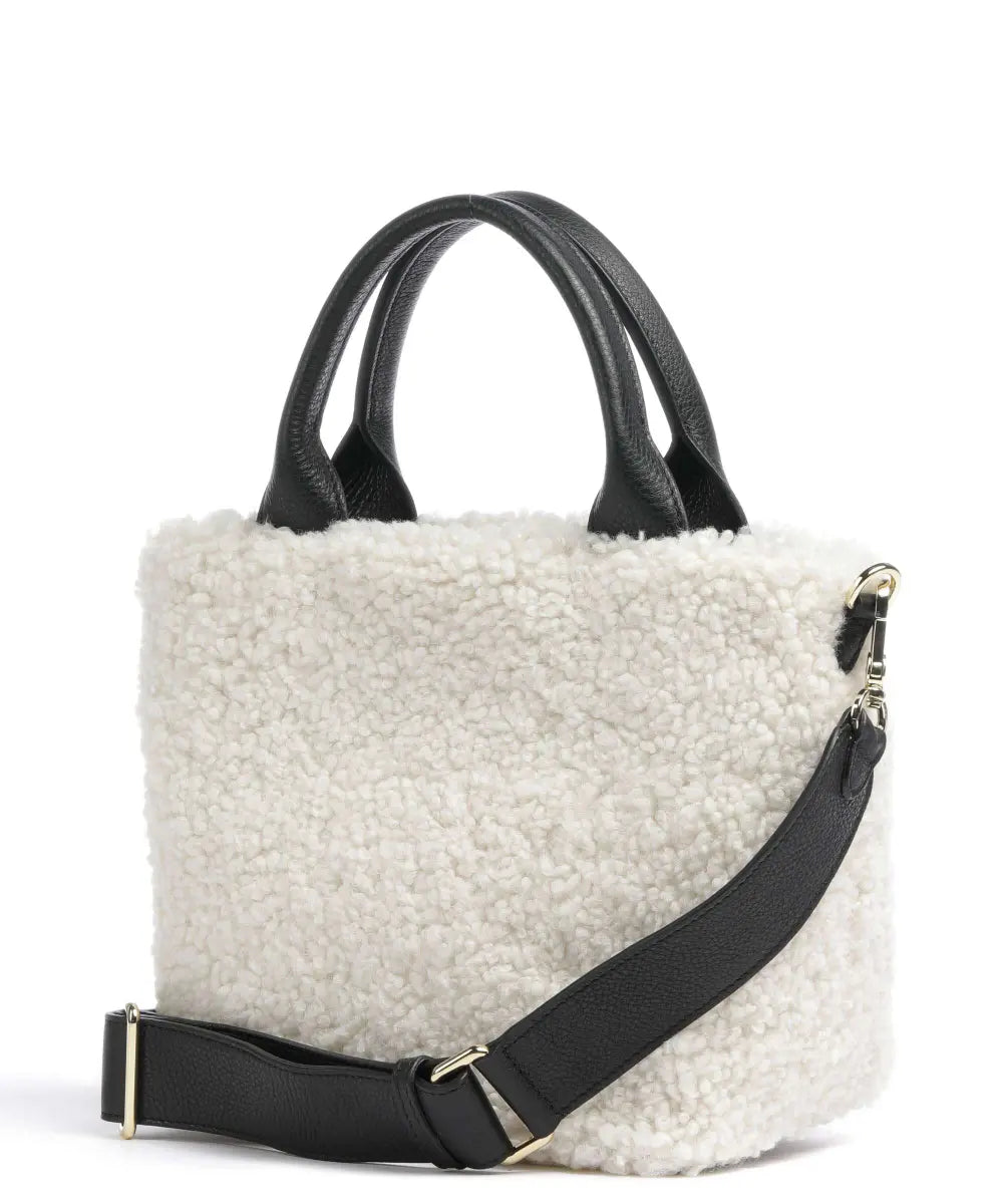 Florian Raquel Handbag grained cow leather, faux fur ivory