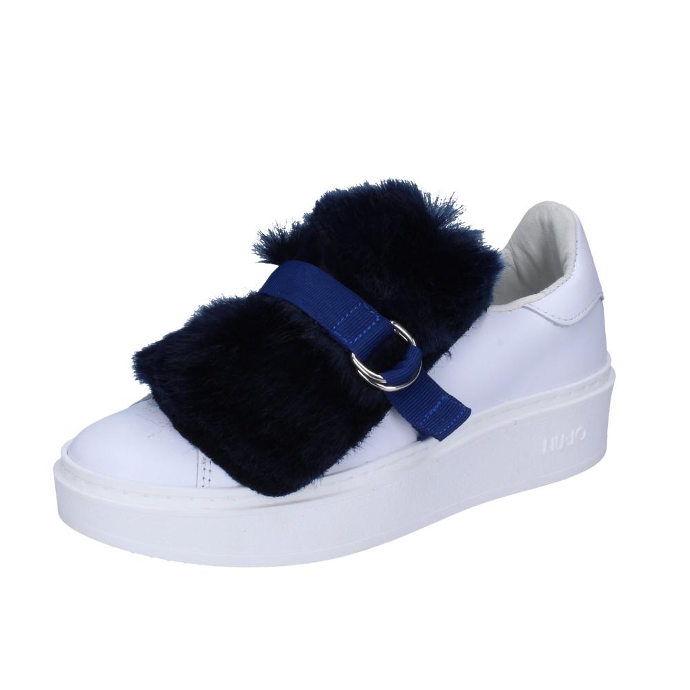 SNEAKERS WHITE LEATHER BLUE FUR - Liu.Jo - Handpicked - Lebanon