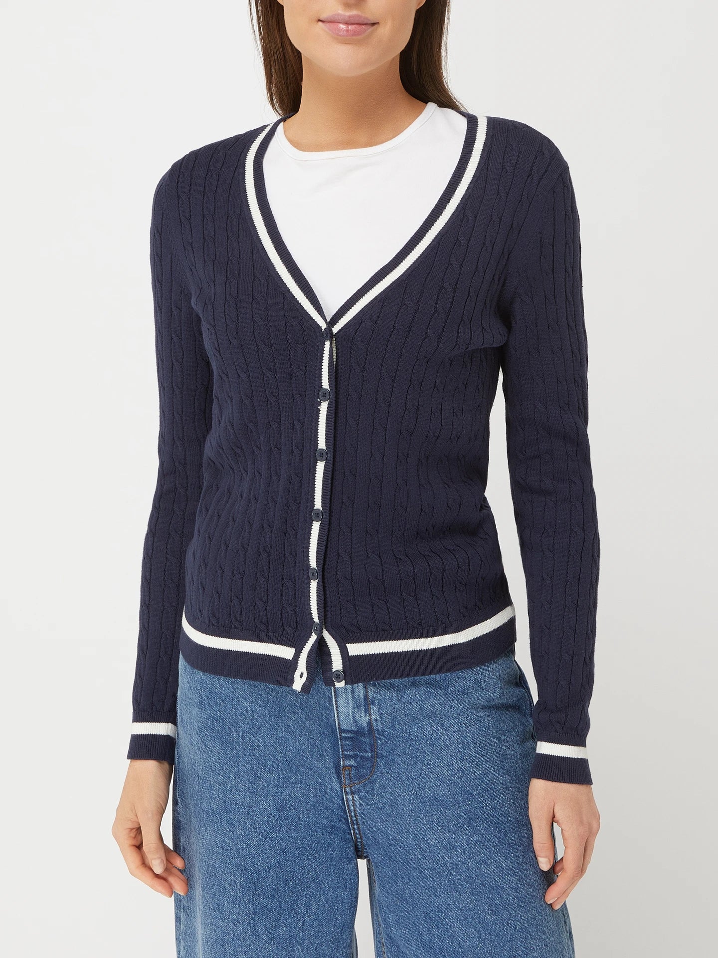 Cardigan with cable pattern