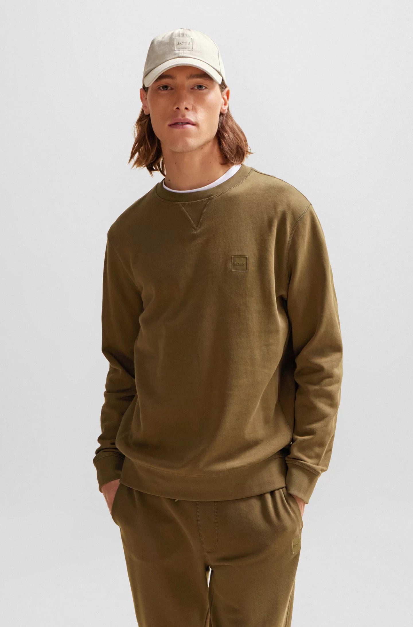 COTTON-TERRY RELAXED-FIT SWEATSHIRT WITH LOGO PATCH