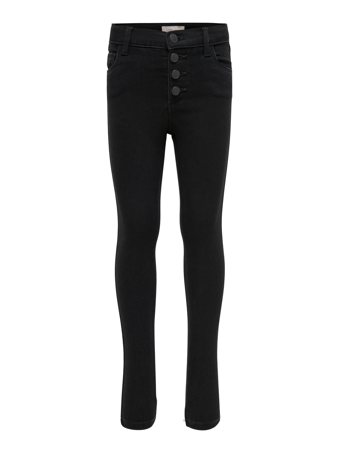 BUTTON SKINNY FIT BLACK JEANS