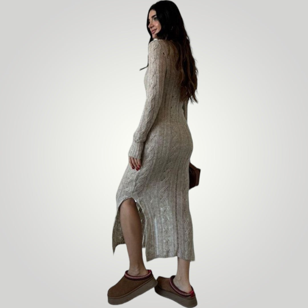 Braided Lined Knitwear Dress