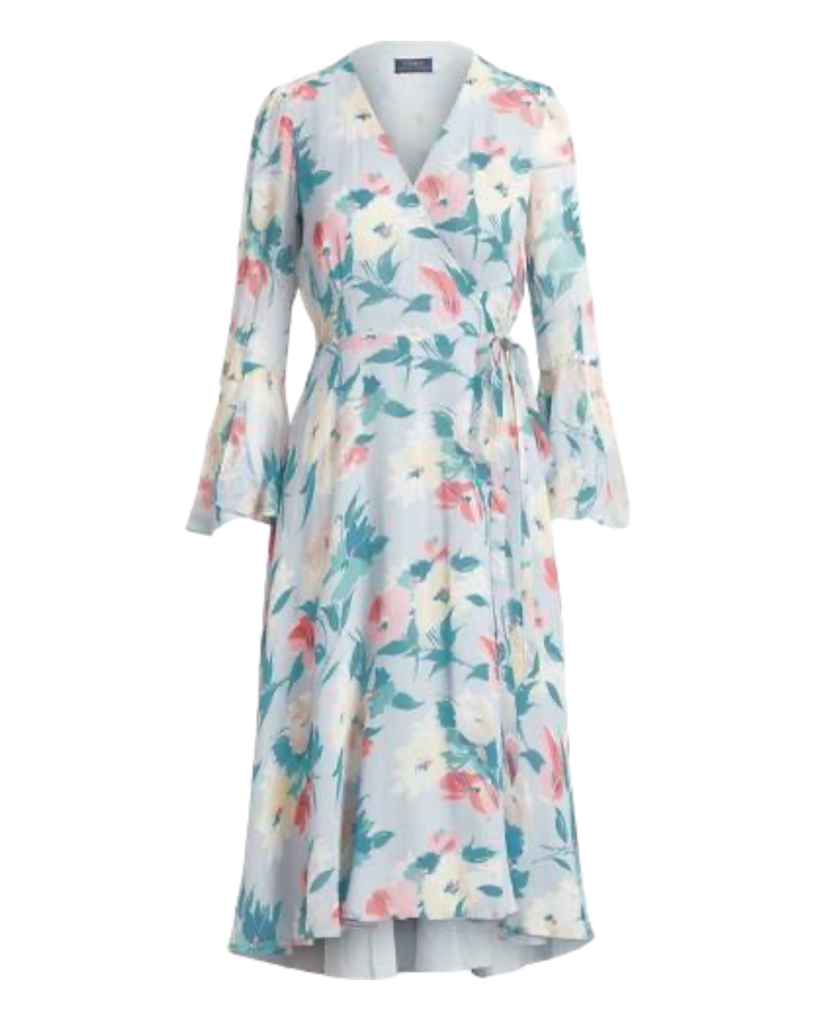 FLORAL-PRINT MIDI WRAP DRESS